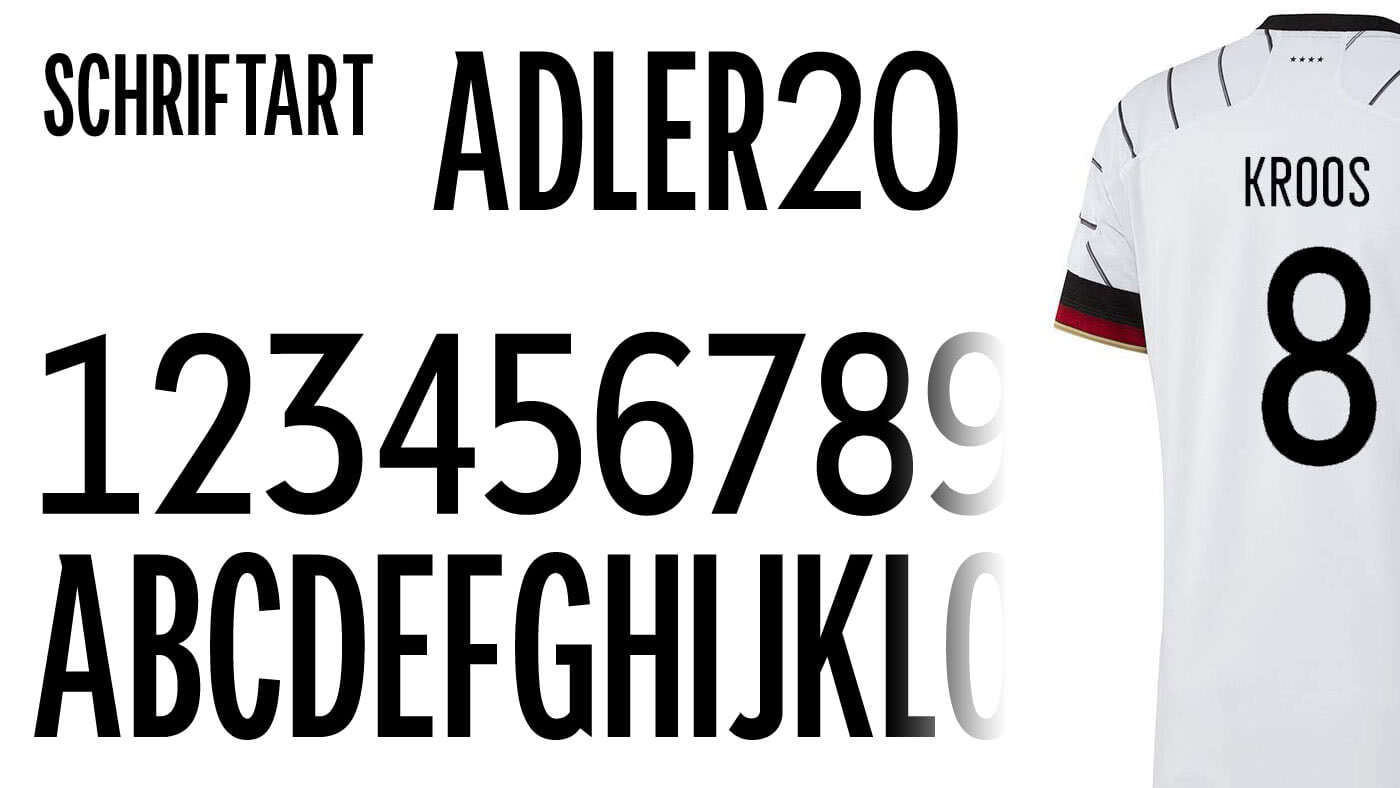 die adler 20 Schriftart für alle adidas Trikots