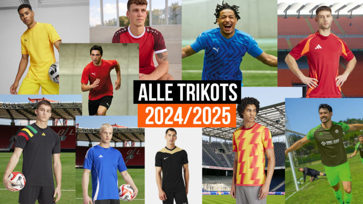 Alle Trikots 2024/2025 für Trikotsätze zum Fußball von adidas, nike puma, jako und erima