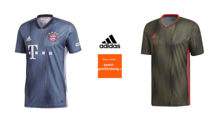 Das adidas tiro 19 jersey das trikot des fc bayern, juventus turin und manchester united