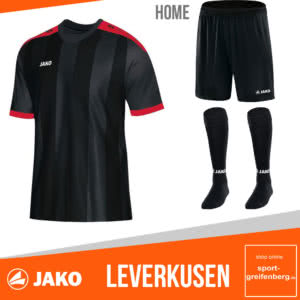 Jako Leverkusen Trikot Hosen Stutzen 2017/2018 Home mit dem Heimtrikot in schwarz