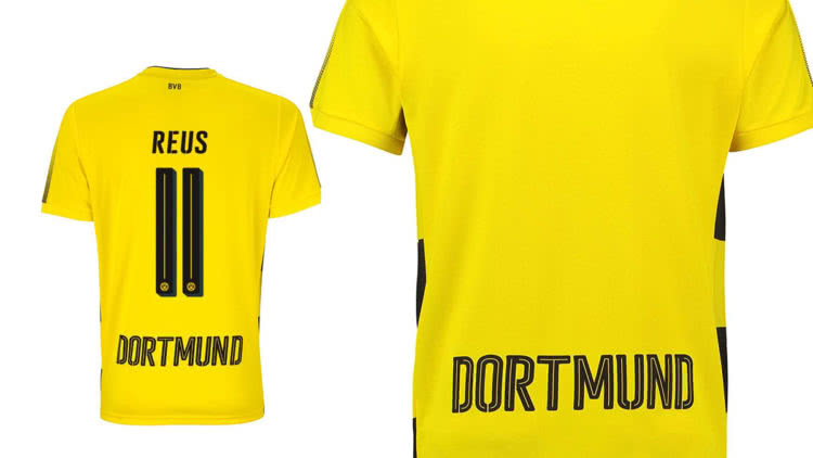 BVB Trikot 2017/2018 Schriftart und Bedruckung mit Namen sowie Rückenummern und "Dortmund"