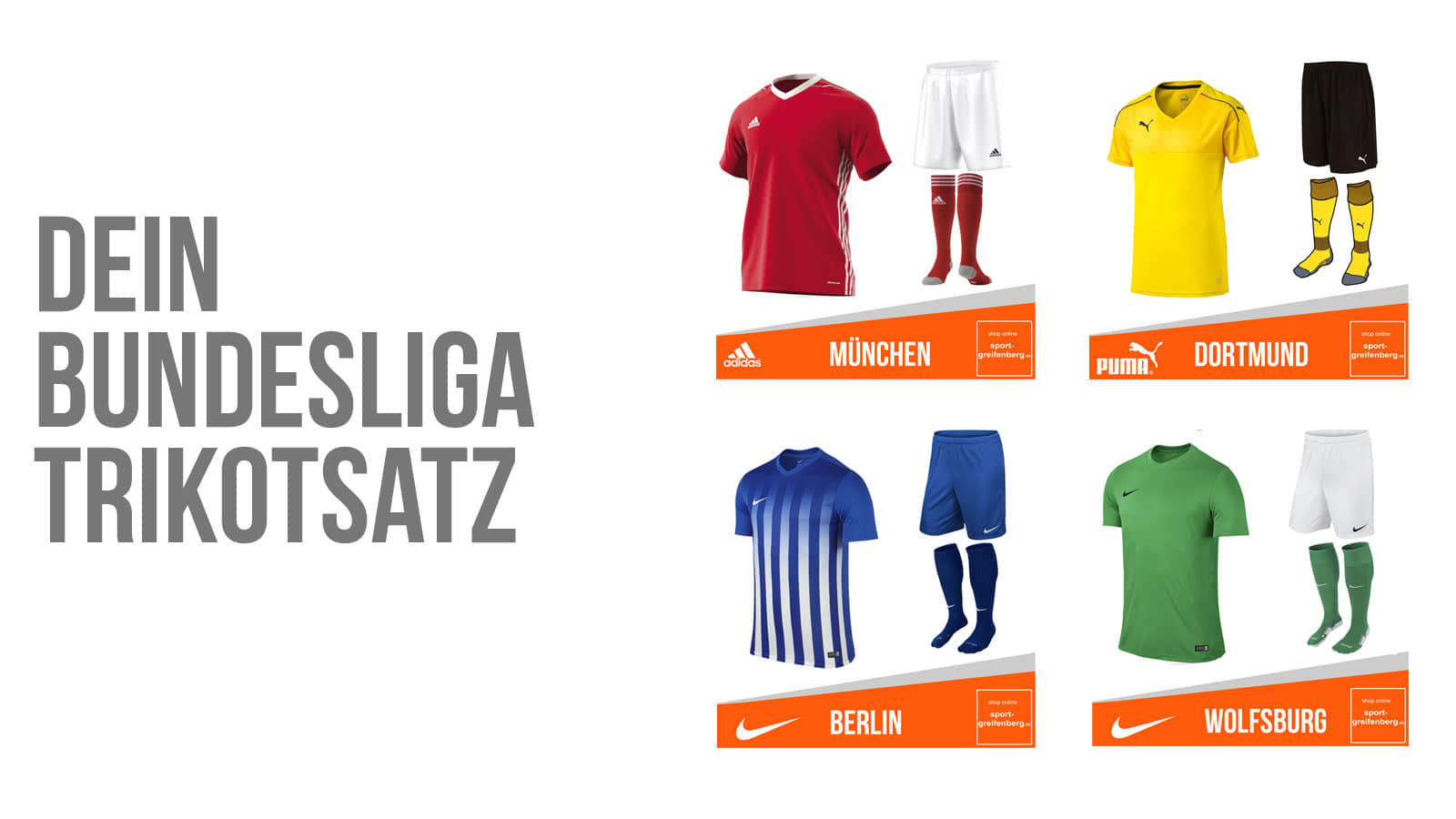 Bundesliga Trikotsätze von adidas, Nike sowie Puma und Co