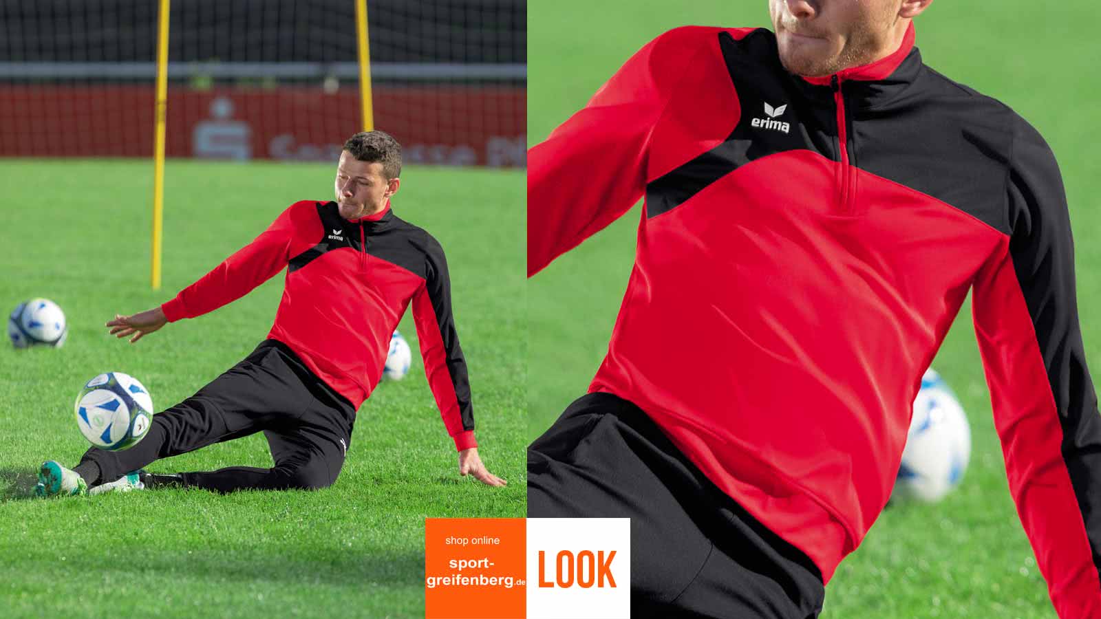Das Erima Fußball Training Outfit mit rotem Training Top