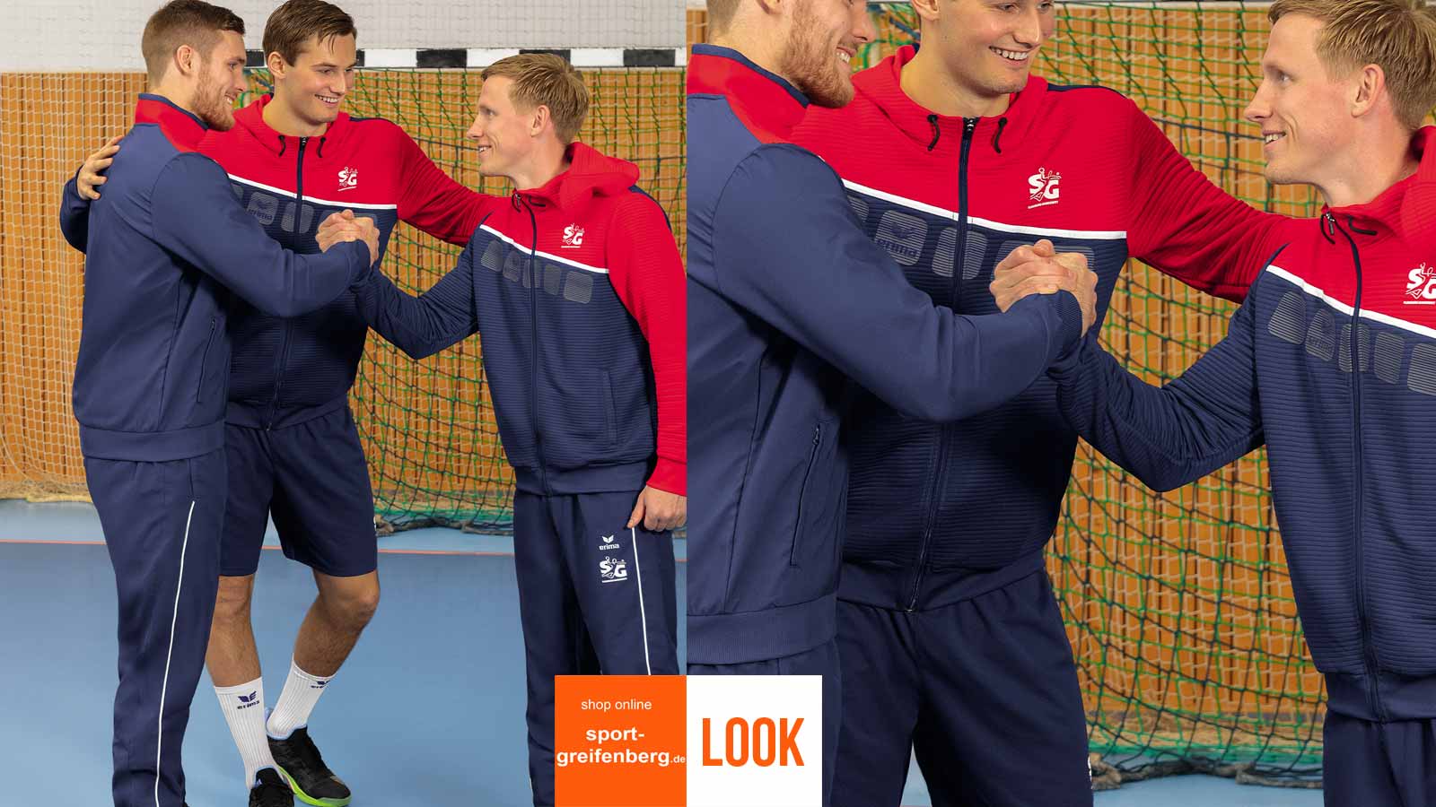 Erima Handball Outfit blau/rot Handball Anzug