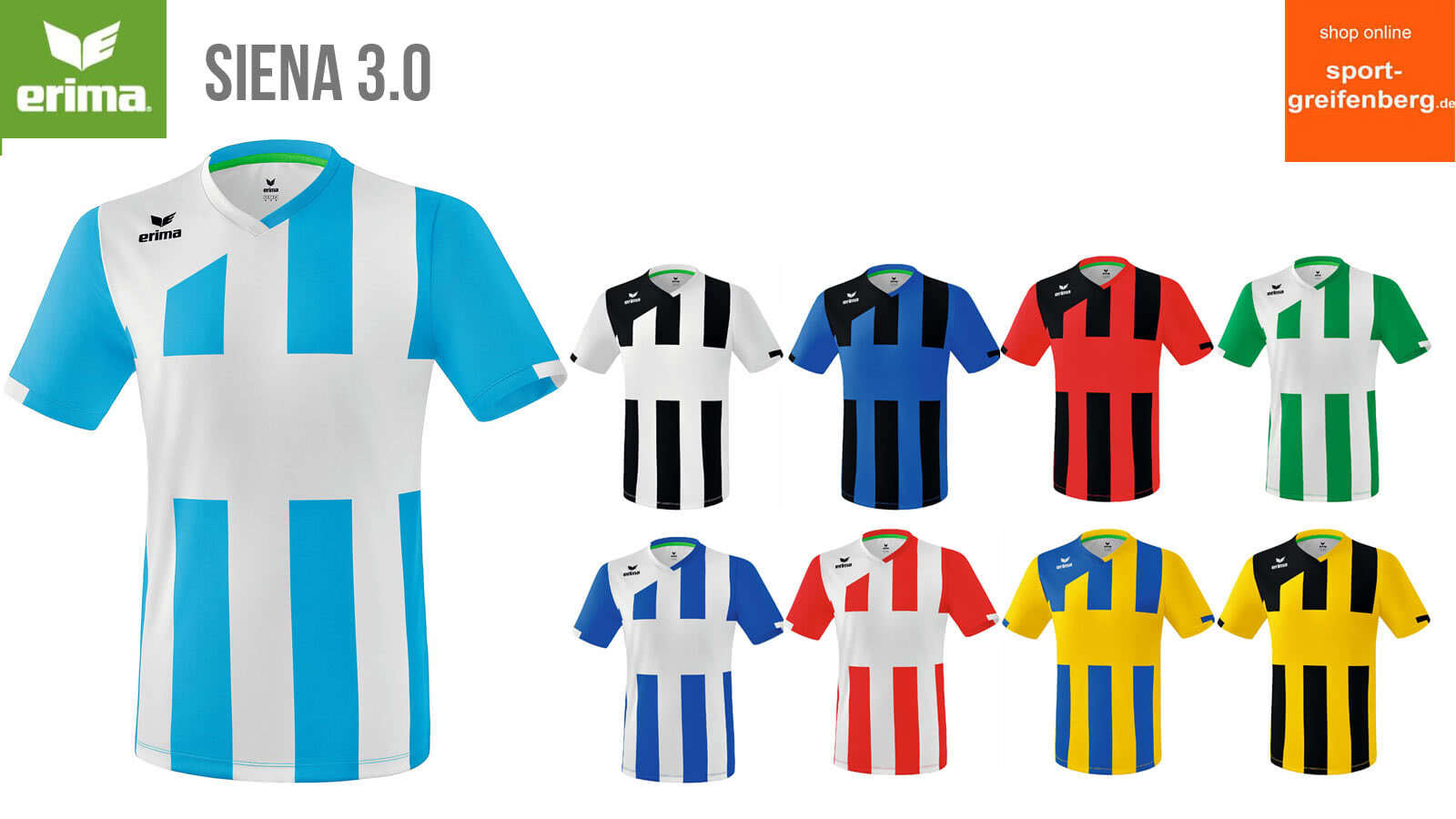 Das Erima Siena 3.0 Trikot als Fußball Trikot mit Streifen