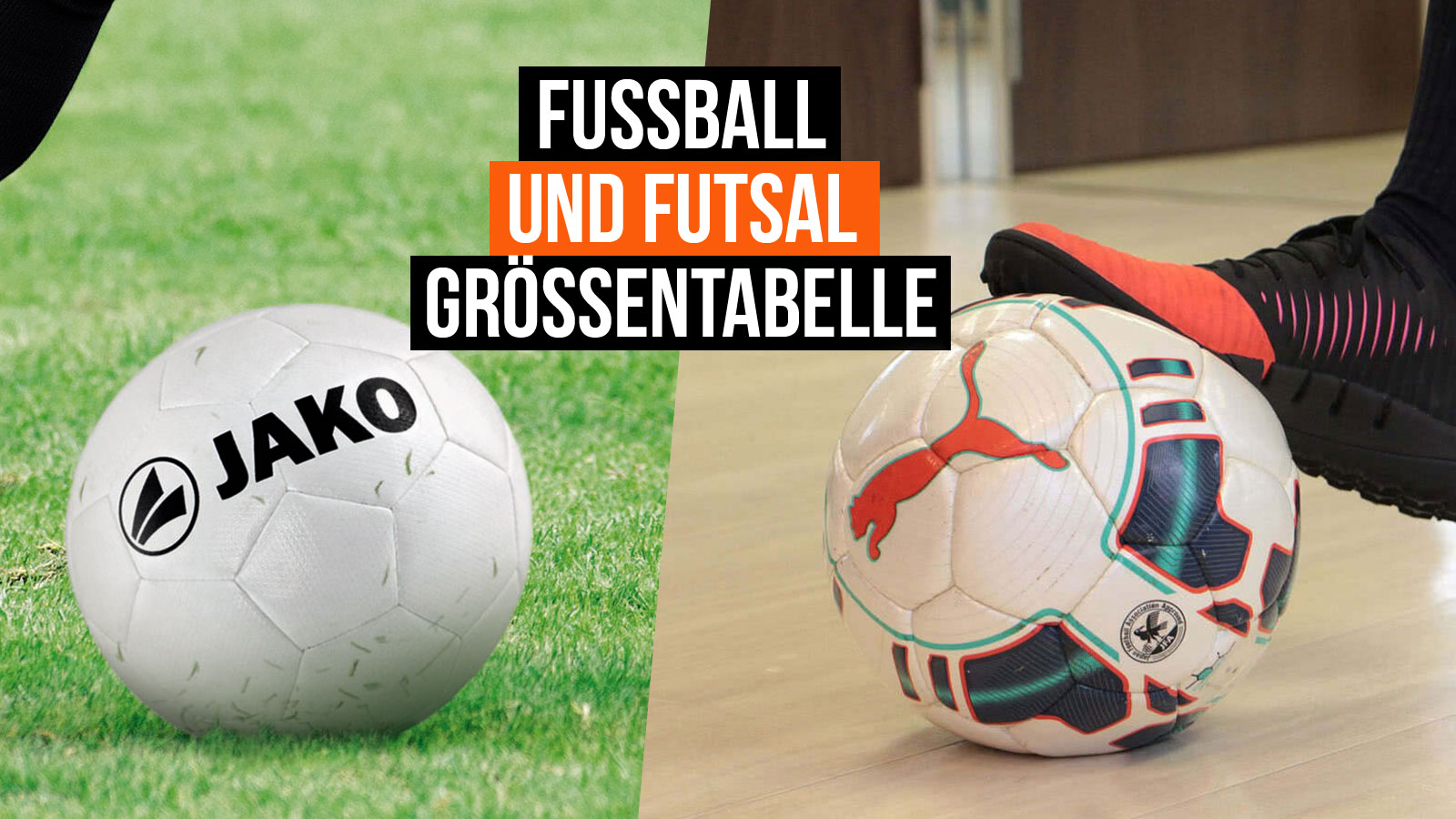 Die Größentabelle für Fußball und Futsal Bälle