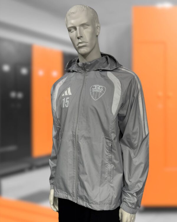 grau weiße Bedruckung auf den adidas Windbreaker Jacken