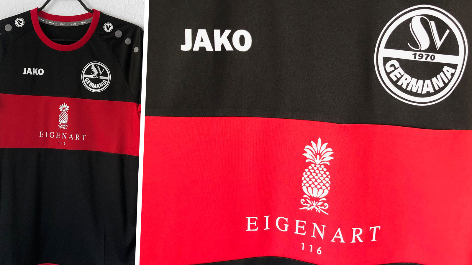 Das Jako Trikot mit Brust Sponsoren Werbung