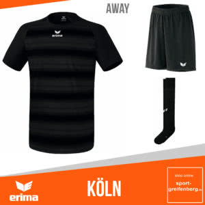 Das Erima Köln Trikot Hosen Stutzen 2017/2018 Away Set mit einem Auswärts Trikot