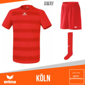 Die Erima Köln Trikot Hosen Stutzen 2017/2018 Away in rot