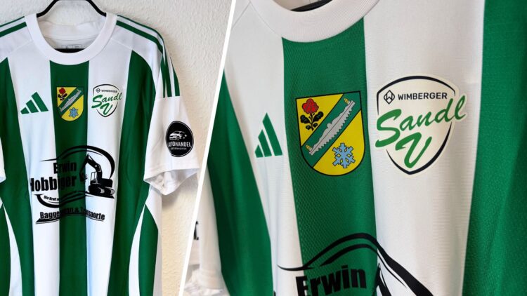 die maximale Trikot Bedruckung auf Brust und Arm sowie Rücken