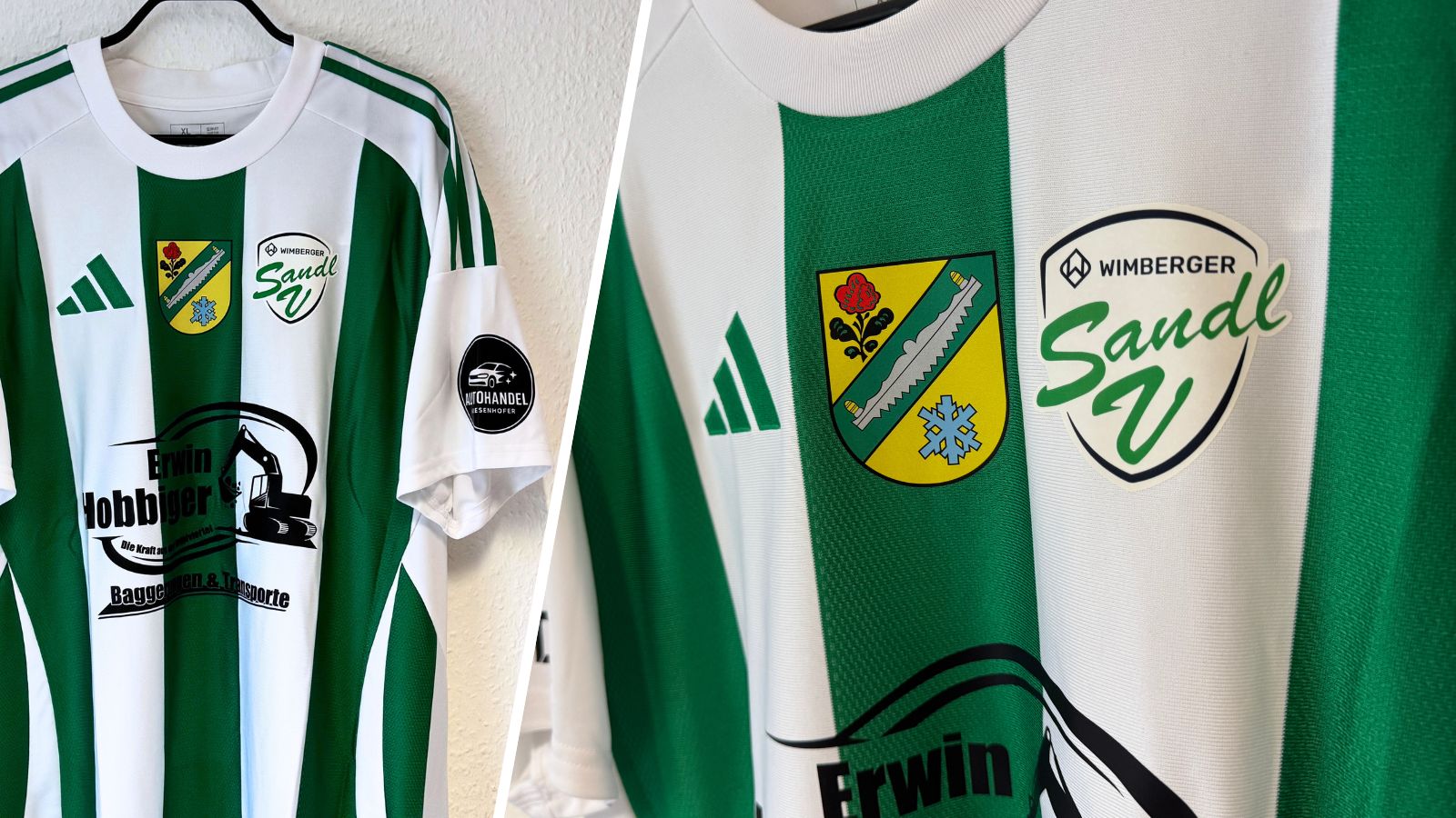 die maximale Trikot Bedruckung auf Brust und Arm sowie Rücken