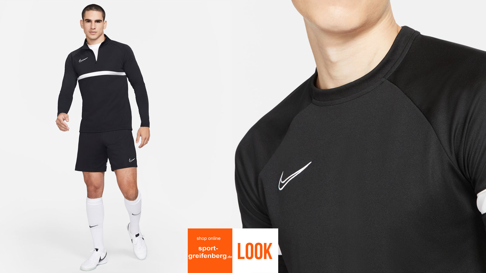 Nike Academy Sport Outfit Langarm schwarz mit dem Drill Top