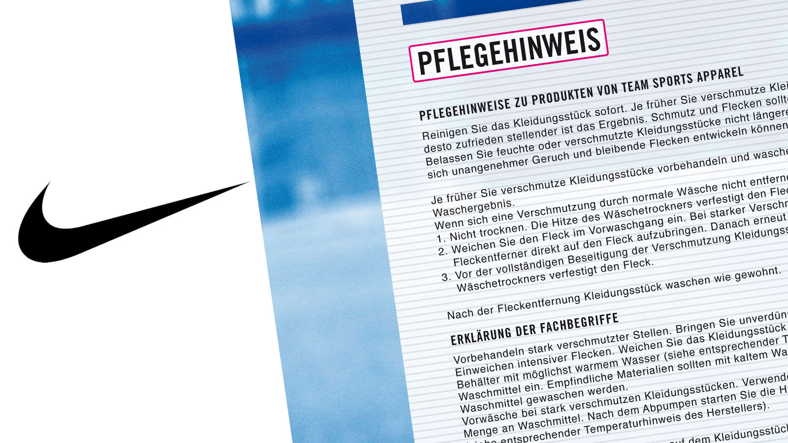 Nike Pflegehinweise und Waschanleitung für Sportbekleidung