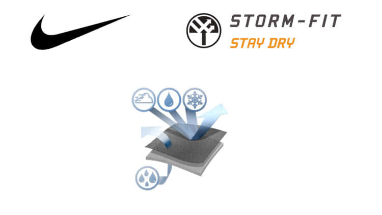Das Nike Storm Fit Material als Feature für Regenjacken