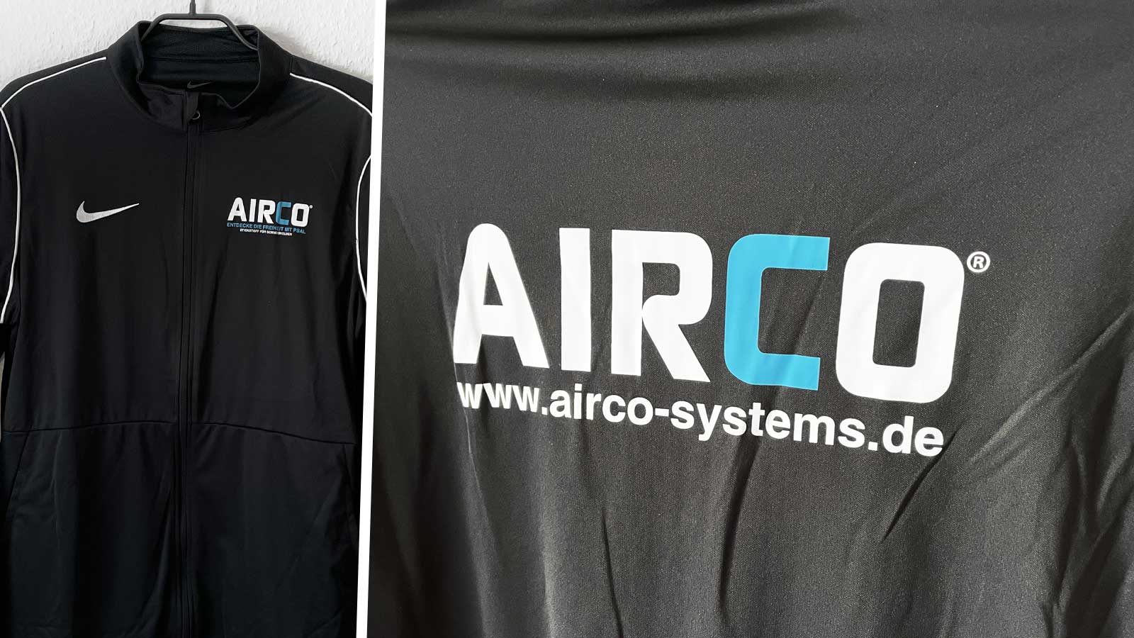 Die Nike Trainingsjacke mit Firmen Logo von Airco