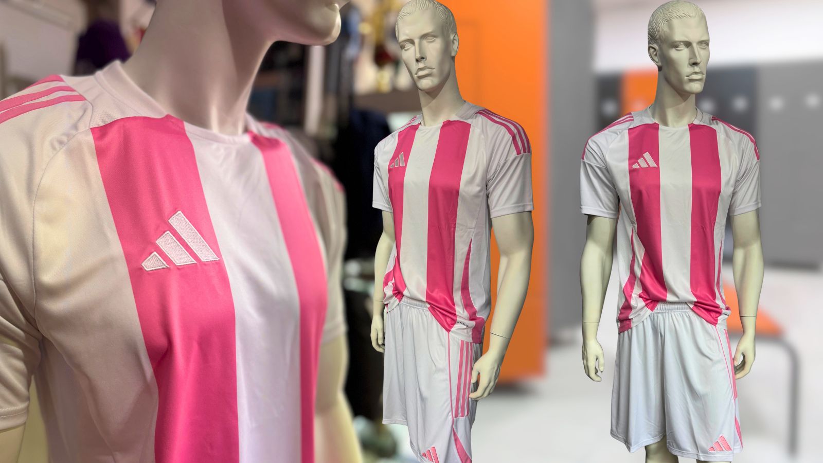 pink weisse adidas Trikots aus dem Locker Room