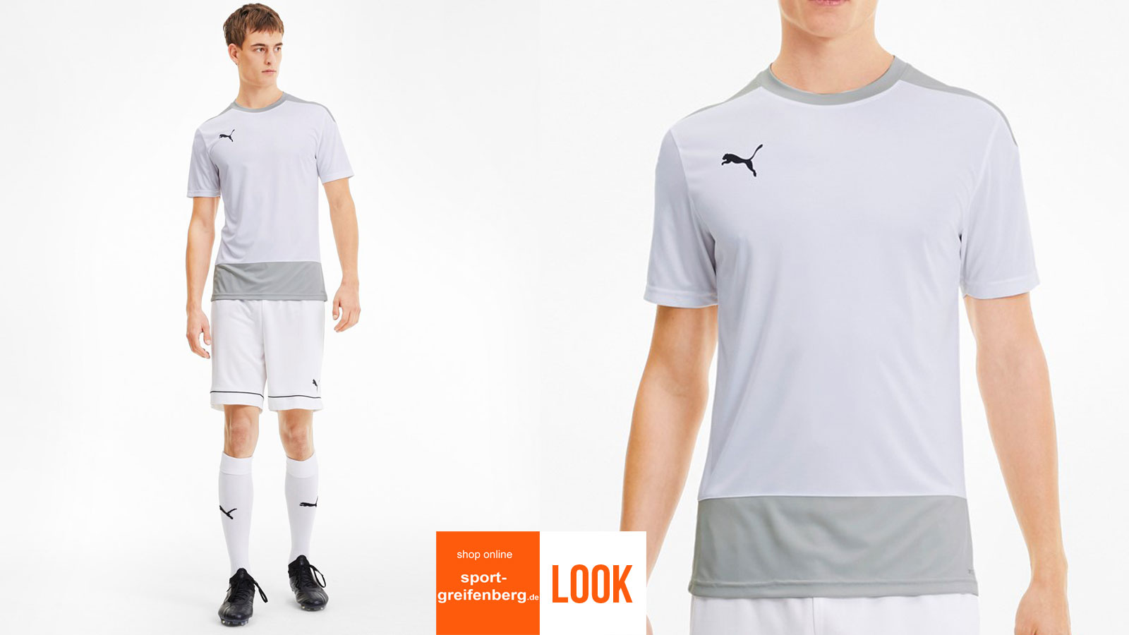 Puma Training Shirt Set in weiß mit Short und Stutzen