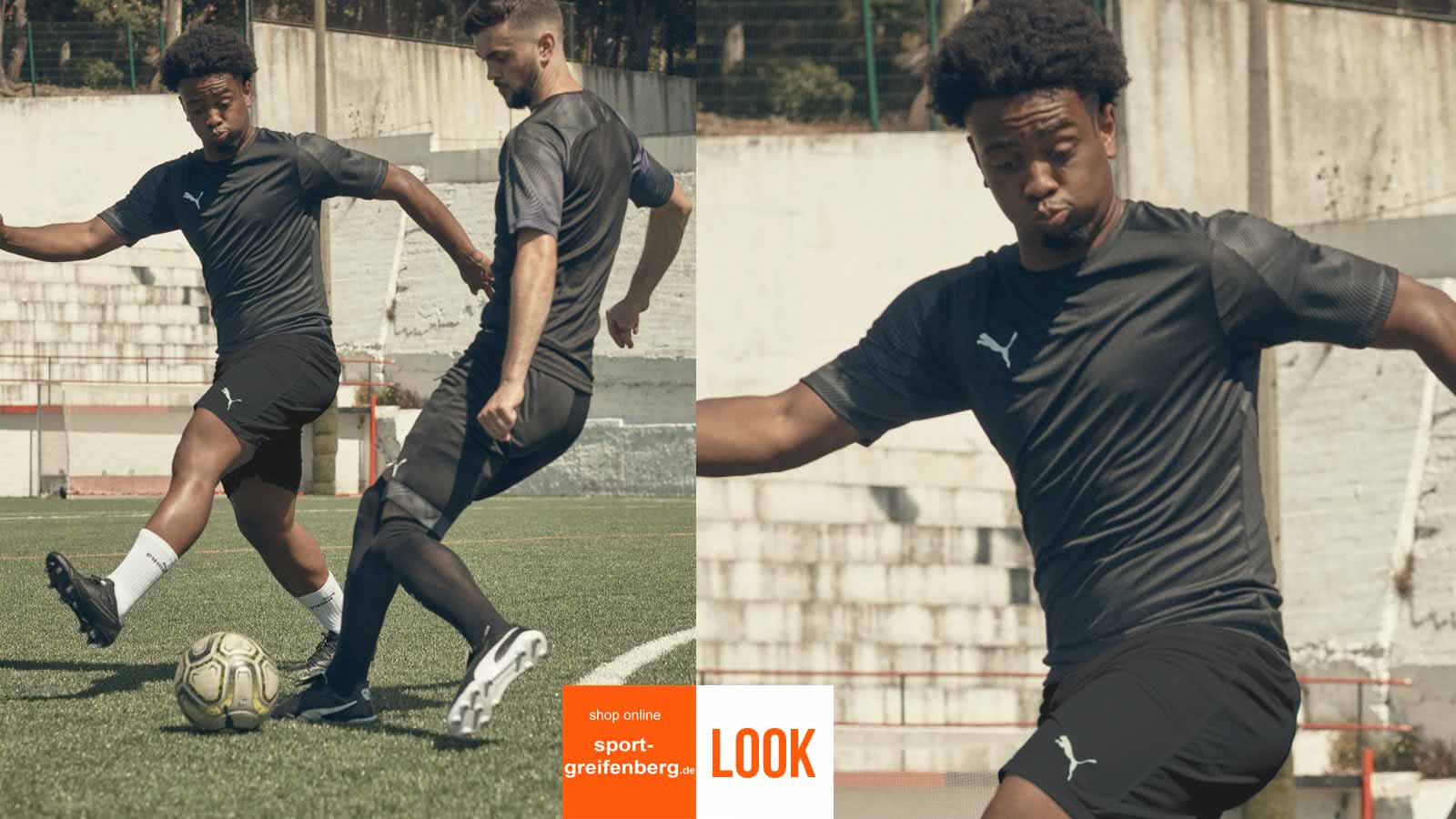 Puma Training Outfit schwarz Das Puma Training Outfit schwarz mit einer Trainingsshirt und einer kurzen Trainingshose