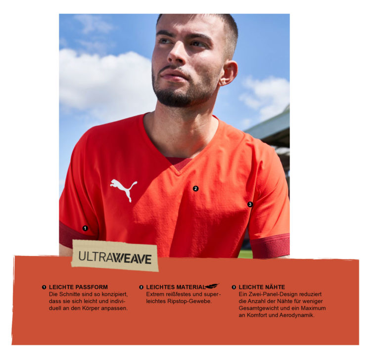 Das Puma Ultraweave Material für die Trikots/Jerseys 