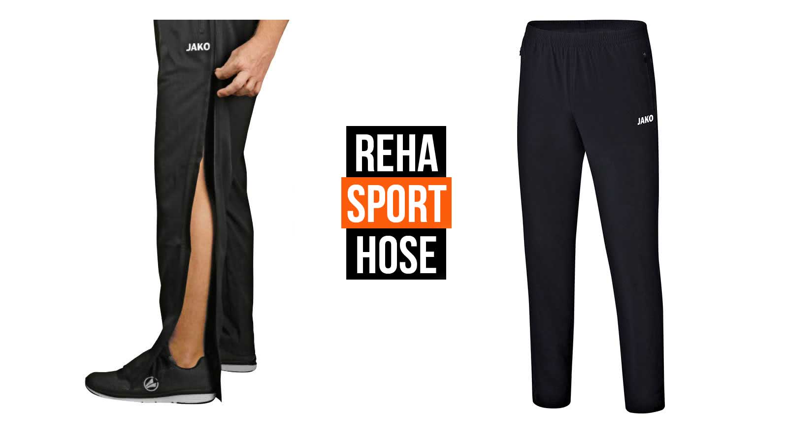 Die Reha Sport Hose mit einem durchgehendem Reißverschluss