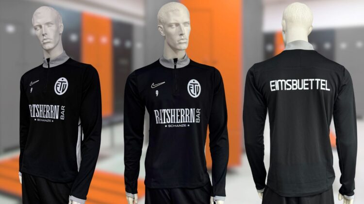 schwarze Nike Drill Tops mit kompletter Bedruckung in weiß auf Brust und Rücken