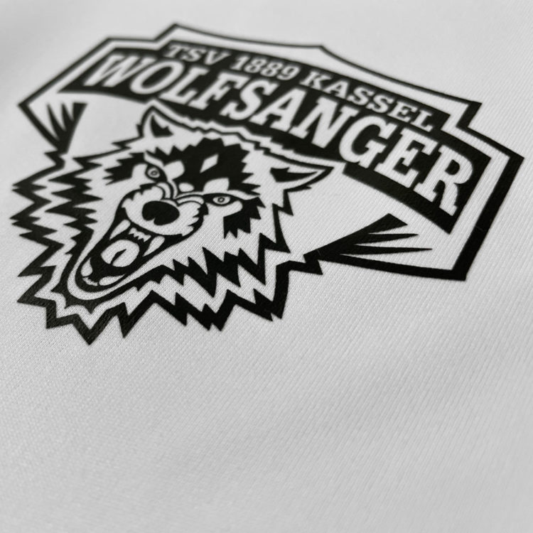 der schwarze Plastiol-Druck des TSV Wolfsanger Logo