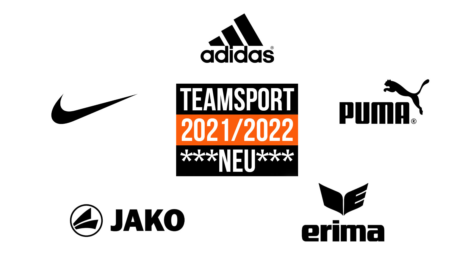 Teamsport 2021/2022 der Marken adidas, nike, puma, jako und erima