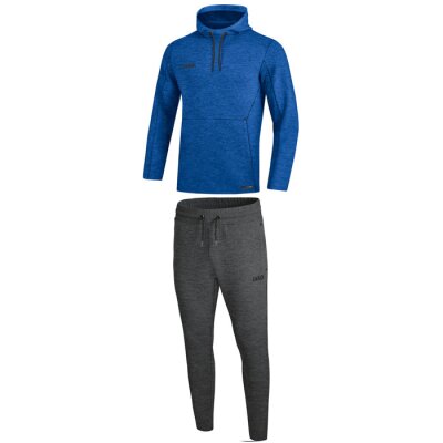 Jako Premium Basics Jogginganzug mit Kapuzensweat - royal meliert - Gr.  s