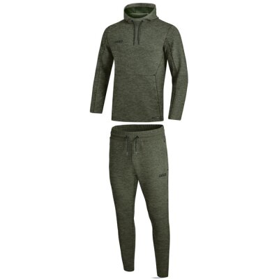 Jako Premium Basics Jogginganzug mit Kapuzensweat - khaki meliert - Gr.  42