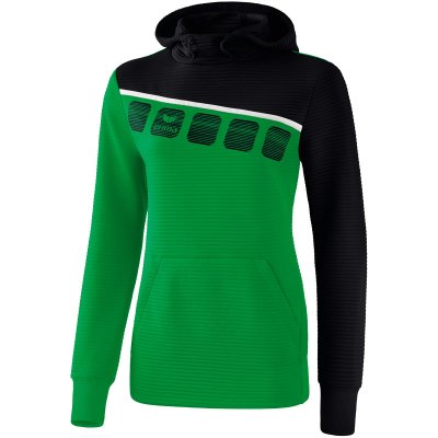 Erima 5-C Kapuzensweatshirt - smaragd/black/white - Gr. 34