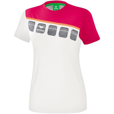Erima 5-C T-Shirt - white/love rose/peach - Gr. 38