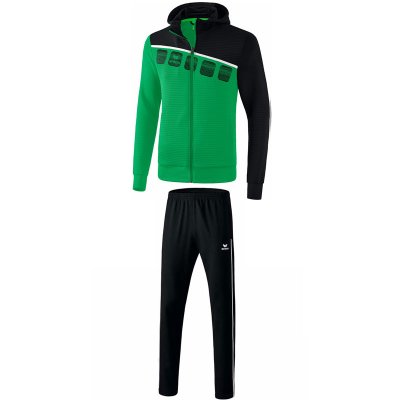 Erima 5-C Trainingsanzug Mit Kapuze - smaragd/black/white - Gr. XXXL