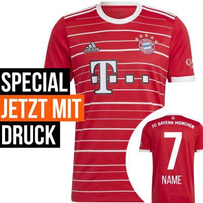 adidas FC Bayern Trikot 2022/2023 Home mit Nummer + Namer - Erw von Adidas