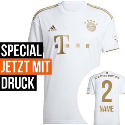 adidas FC Bayern Trikot 2022/2023 Away mit Nummer + Name - Erw von Adidas