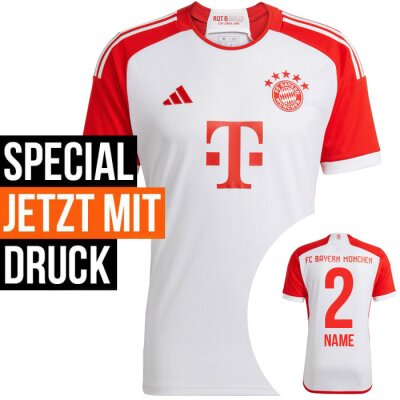 adidas FC Bayern Trikot 2023/2024 Home mit Nummer + Name - Erw