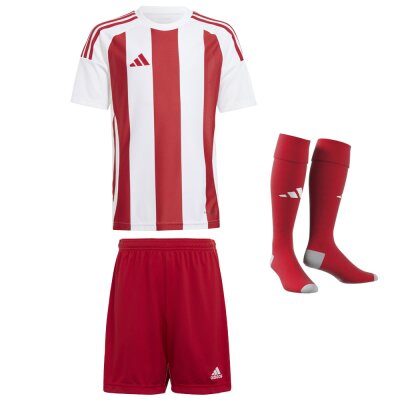 adidas Striped 24 Trikotsatz - white - red - red - Gr. kurzarm | l - l - l
