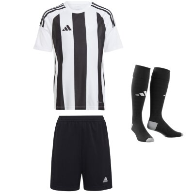 adidas Striped 24 Trikotsatz - white - black - black - Gr. kurzarm | m - m - m