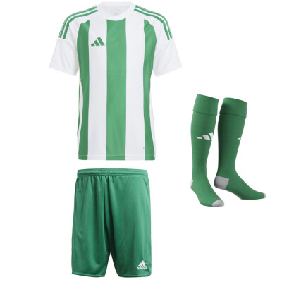 adidas Striped 24 Trikotsatz - white - green - green - Gr. kurzarm | s - s - s