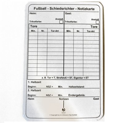 100 b+d Spielnotizkarten Schiedsrichter Notizkarten Fußball DFB-net   *neu* 