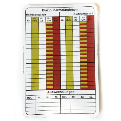 50 b+d Spielnotizkarten Handball für SchiedsrichterSchiri Notiz Karten