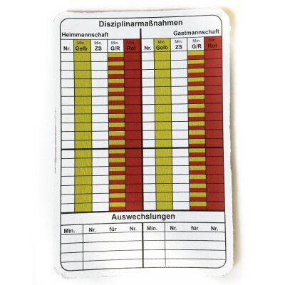 50 b+d Spielnotizkarten Handball für SchiedsrichterSchiri Notiz Karten 50 b+d Spielnotizkarten Handball für SchiedsrichterSchiri Notiz Karten